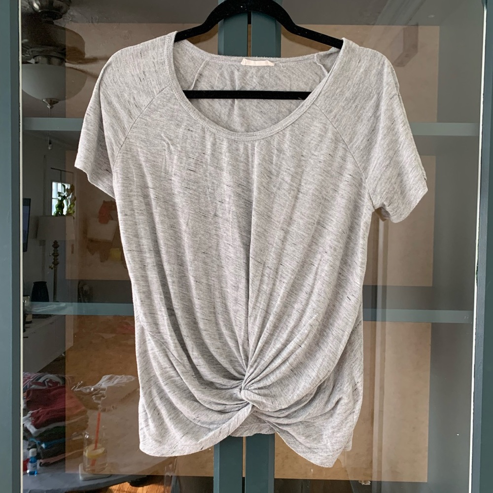 Grey Knotted Yoga Top